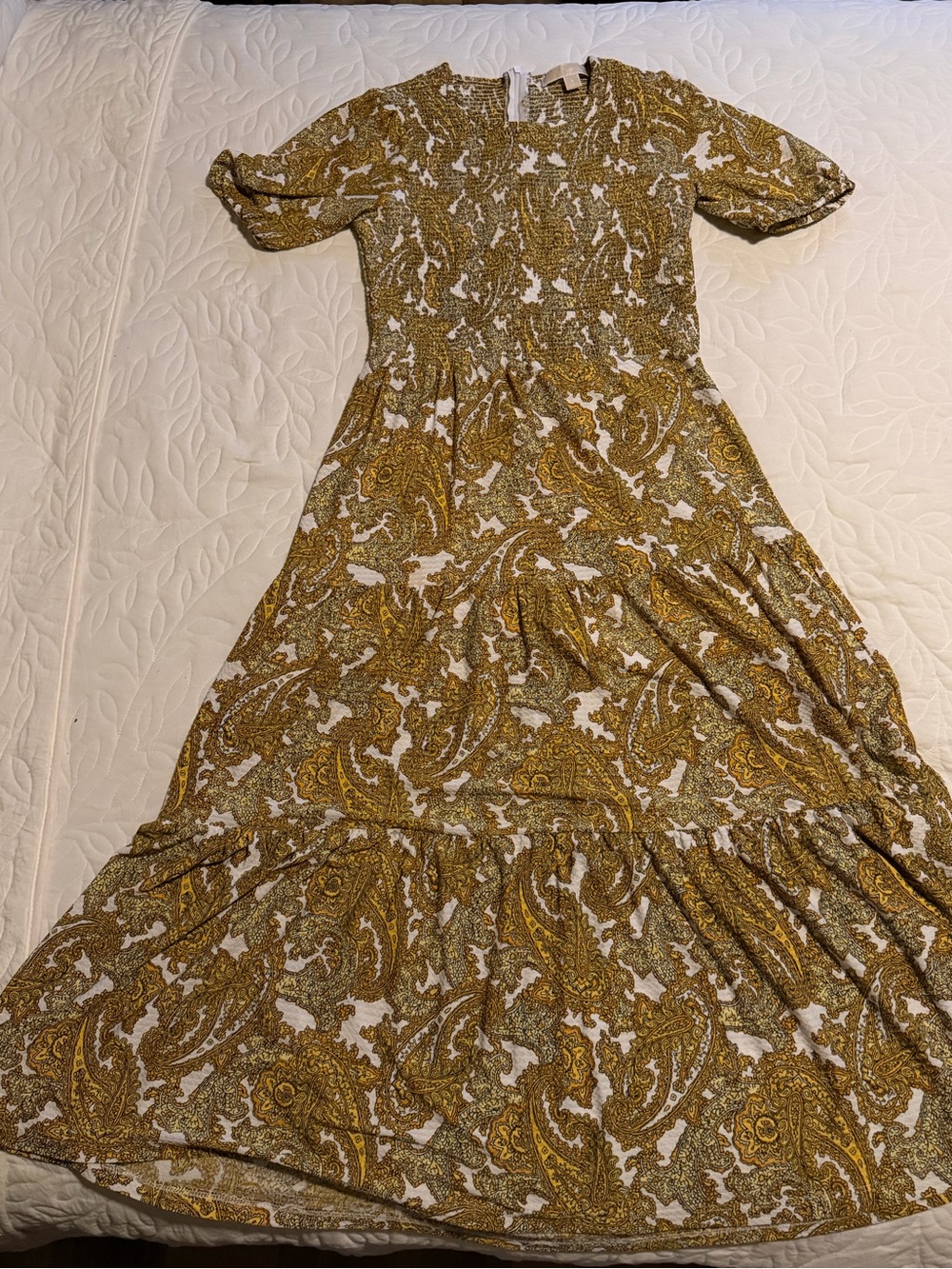 MICHAEL Michael Kors Mustard Paisley Tiered Maxi Dress